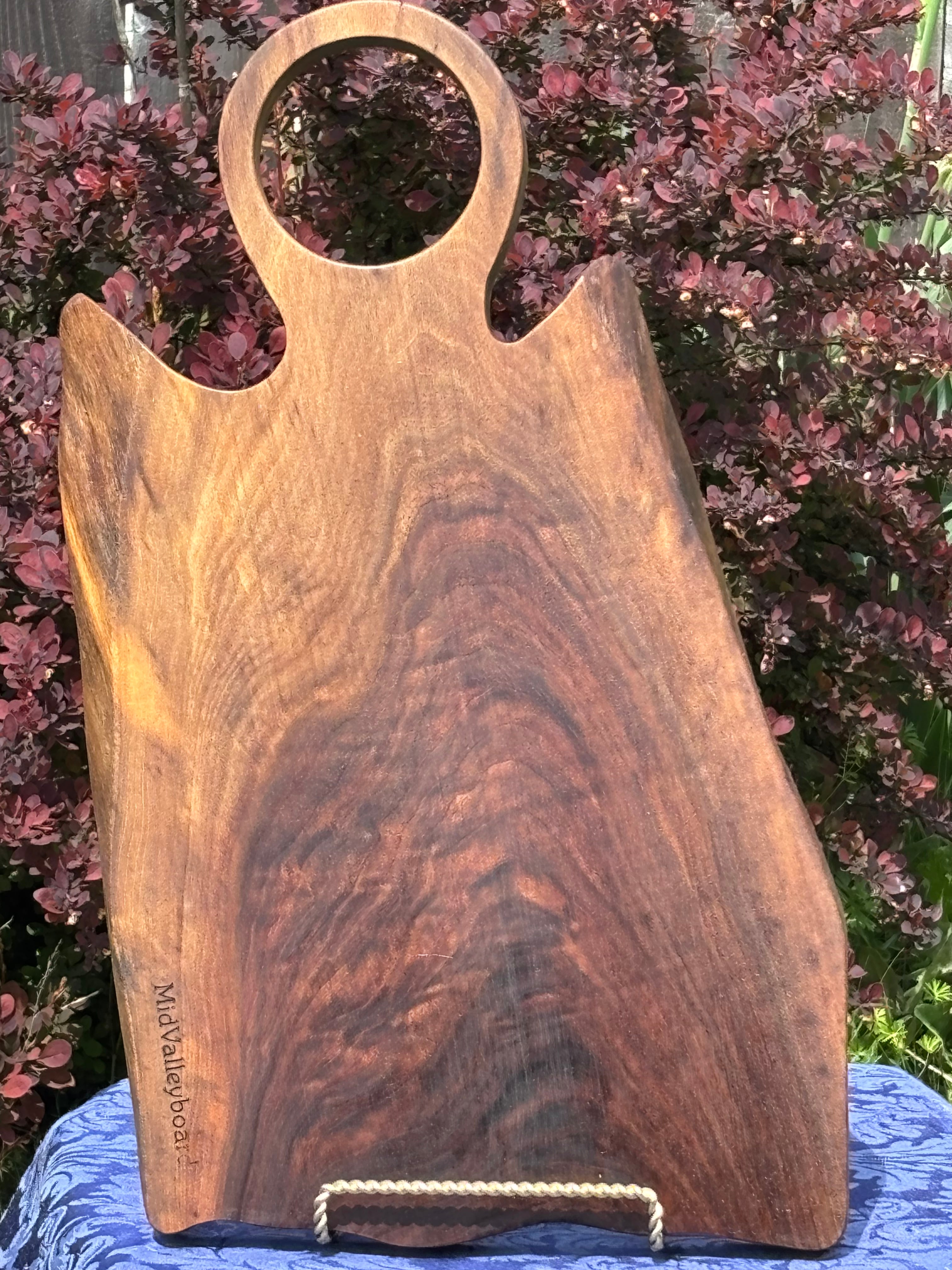 Charcuterie Board, Black Walnut live edge with handle