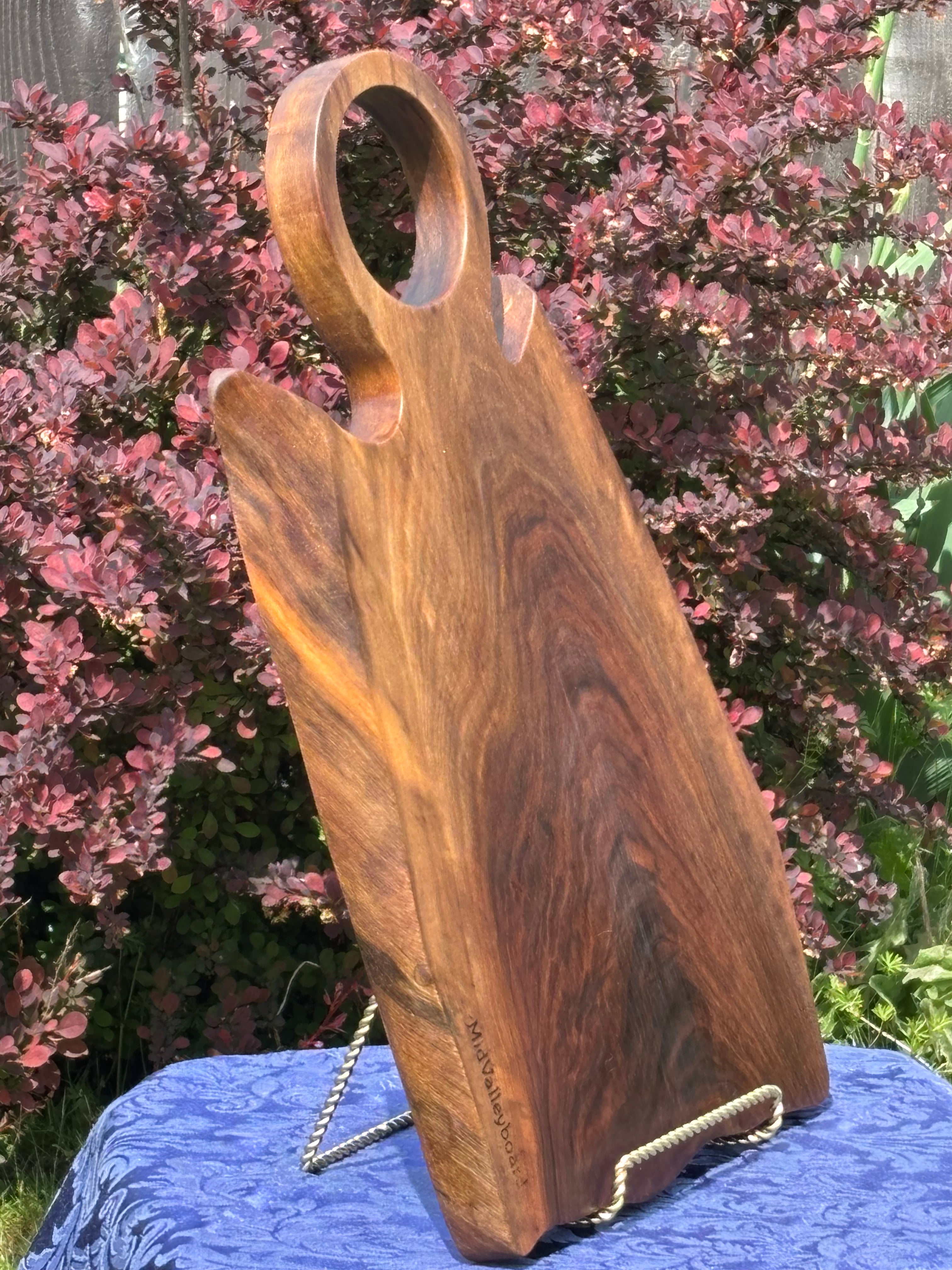 Charcuterie Board, Black Walnut live edge with handle